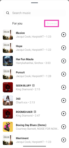 Step 5: Pick a trending song from the For You section or switch to the Browse tab to go through different themes and genres.