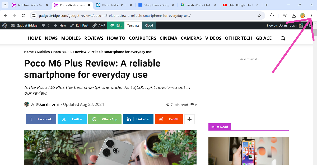 Step 2: Click the ellipses at the top right corner of the screen.