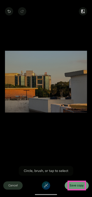 Step 8: Tap on Save copy. How to reframe your pictures using Google Pixel 9’s Magic Editor