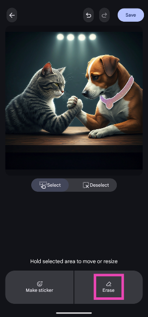 Step 8: Hit Erase to remove the object. You can choose to turn it into a sticker as well. How to use Pixel Studio on the new Google Pixel 9 