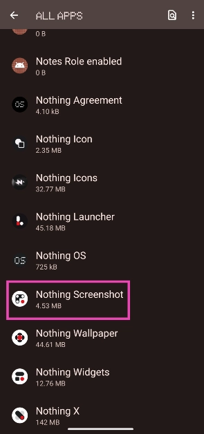 Step 3: Scroll down and select the screenshots app. 8 Fast Ways to Fix ‘Android Screenshots Not Working’ Problem (2024)