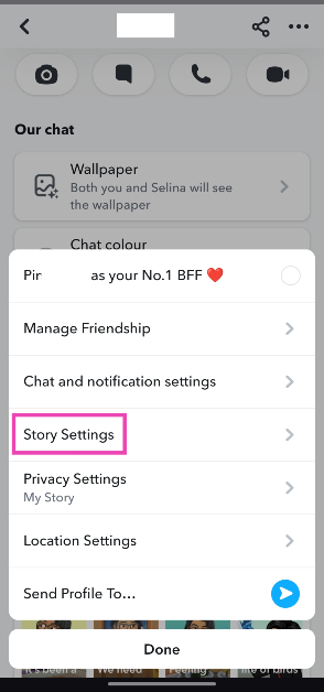 Step 4: Tap on Story settings.