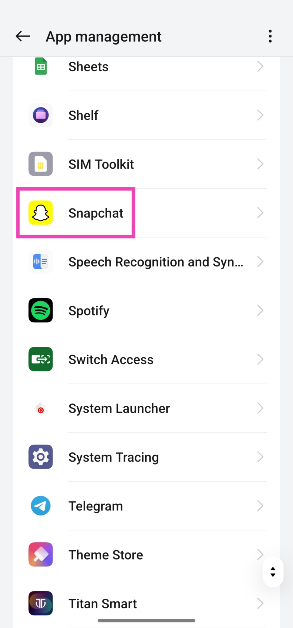 Step 2: Tap on Snapchat.