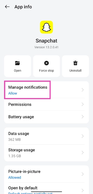 Step 3: Tap on Manage Notifications. Top 3 ways to disable Story notifications on Snapchat (2024)