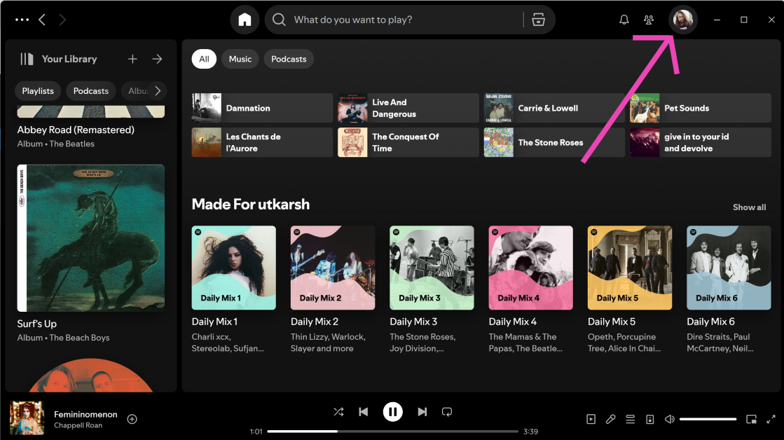 Step 1: Launch the Spotify app and tap your profile picture at the top of the screen.