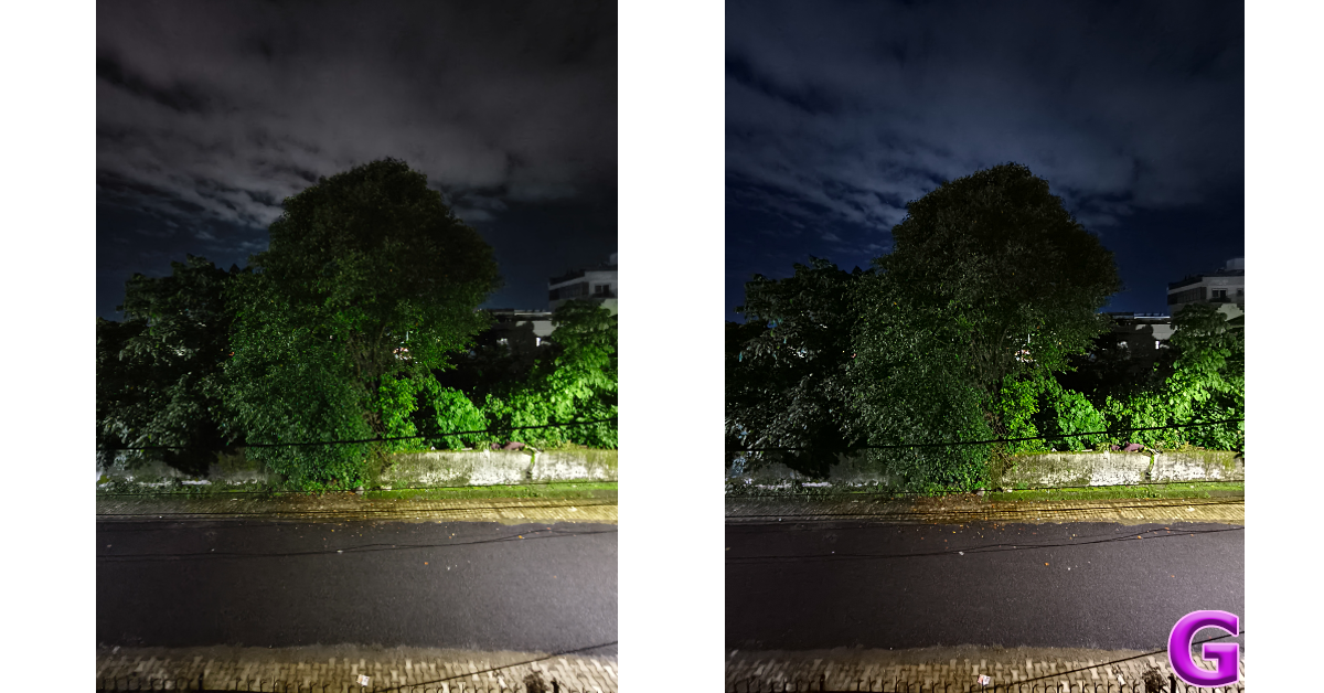 Ultrawide lens: Without Night Mode vs With Night Mode