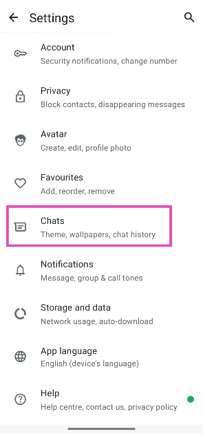 Step 3: Tap on Chats.