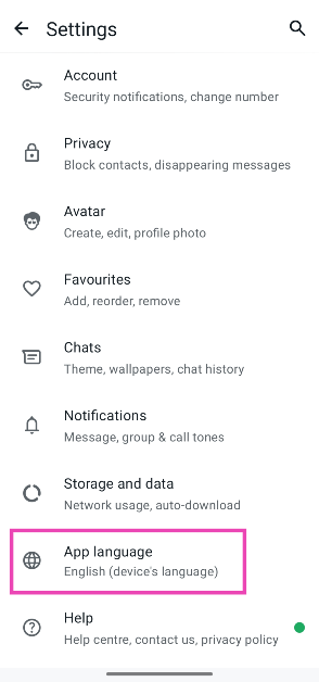 Step 3: Tap on Language. Top 3 ways to disable Meta AI on WhatsApp