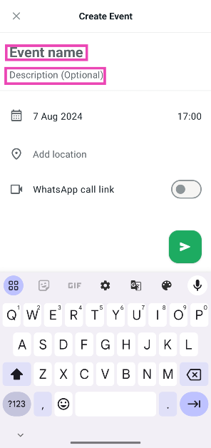 Step 3: Give the event a name and add a short description.