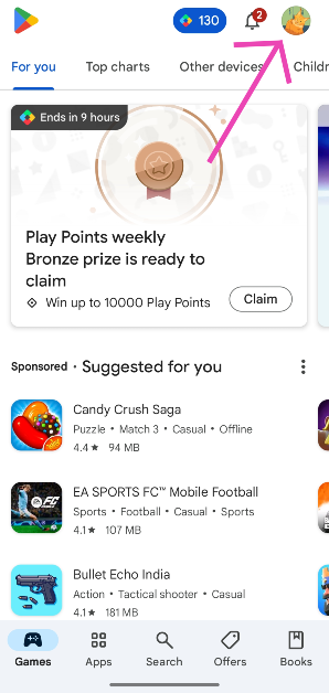 Step 2: Tap the profile picture icon at the top right corner of the screen.