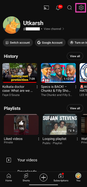 Step 2: Hit the gear icon at the top right corner of the screen.