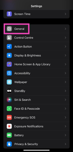 Step 2: Go to Settings and tap on General.