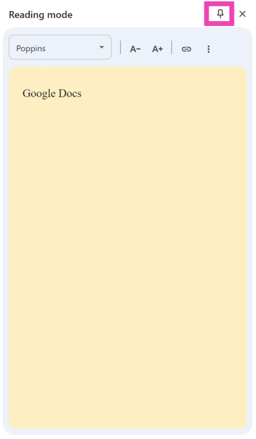 Step 5: Click the pin icon to add Reading Mode to the toolbar. How to pin Bookmarks and Reading Mode to the Google Chrome toolbar?