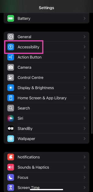 Step 2: Select Accessibility.