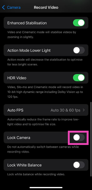 Step 3: Turn on the toggle switch next to Lock Camera. iPhone camera blinking or flickering? Try these 6 fixes (2024)