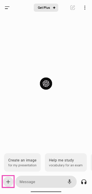 Step 4: Tap the plus icon at the bottom left corner of the screen. If you’re on a PC, click the clip icon.