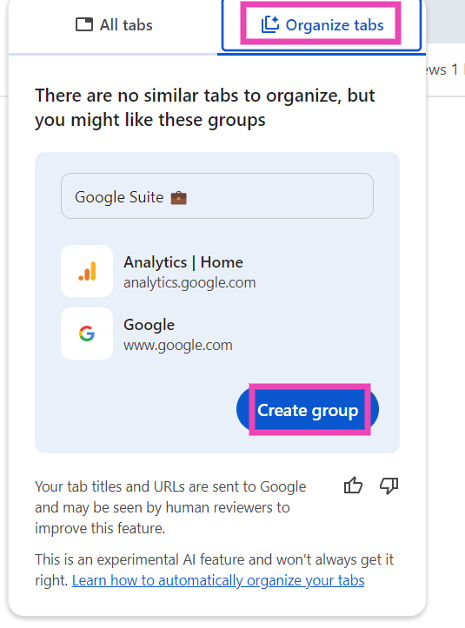 Step 5: From the new popup you can now create Groups.