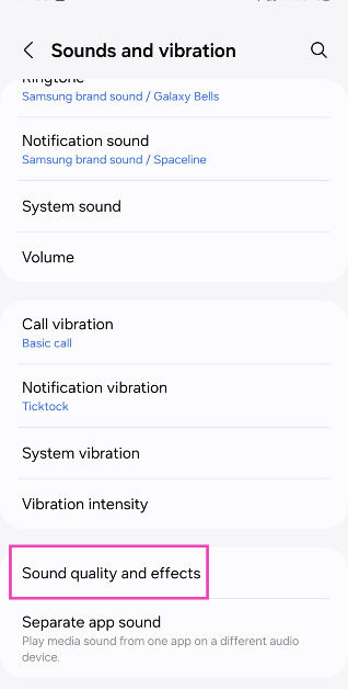Step 2: Scroll down and select Sound Effects.
