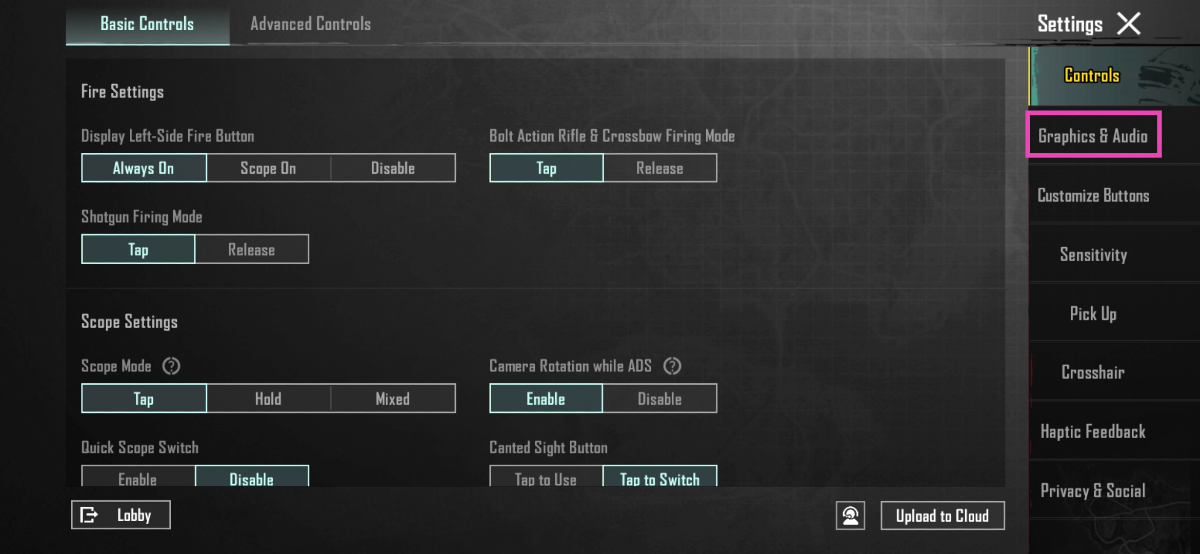 Step 6: Select Graphics & Audio.