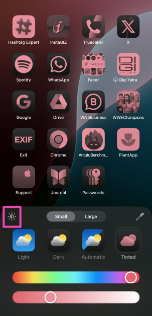 Step 6: Tap the sun icon to preview the dark mode and light mode.