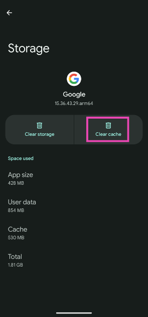 Step 4: Select Clear cache.