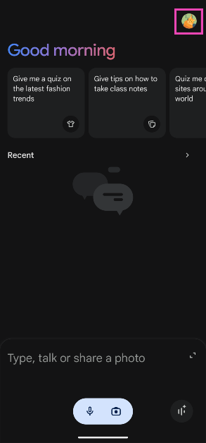 Step 2: Hit your profile picture in the top right corner of the screen.