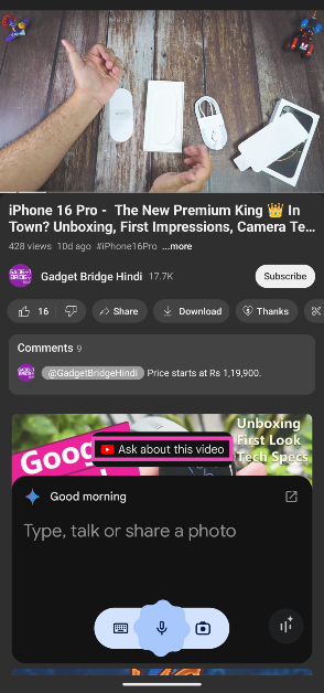 Step 7: Tap on Ask about this video.