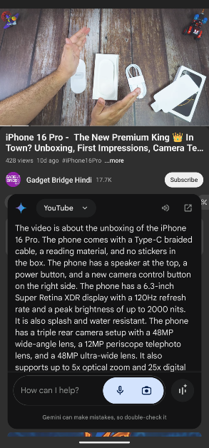 Step 9: The summary of the video will be presented on this screen in a few seconds. You can ask other questions related to the video as well.