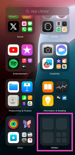 Step 2: Scroll all the way down to access the Hidden folder. How to view hidden apps and unhide them in iOS 18