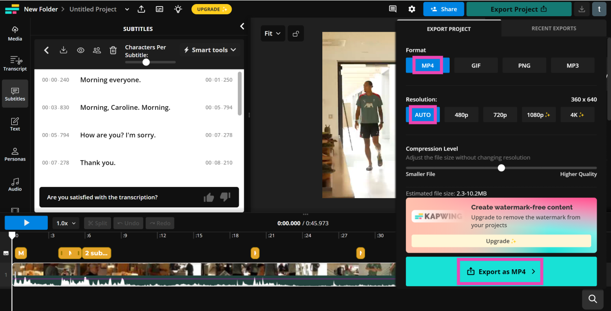 Step 10: Choose the format and resolution. Hit the Export button at the bottom left corner of the screen. 2 Ways to Add Subtitles or Captions to Instagram Reels (2024)