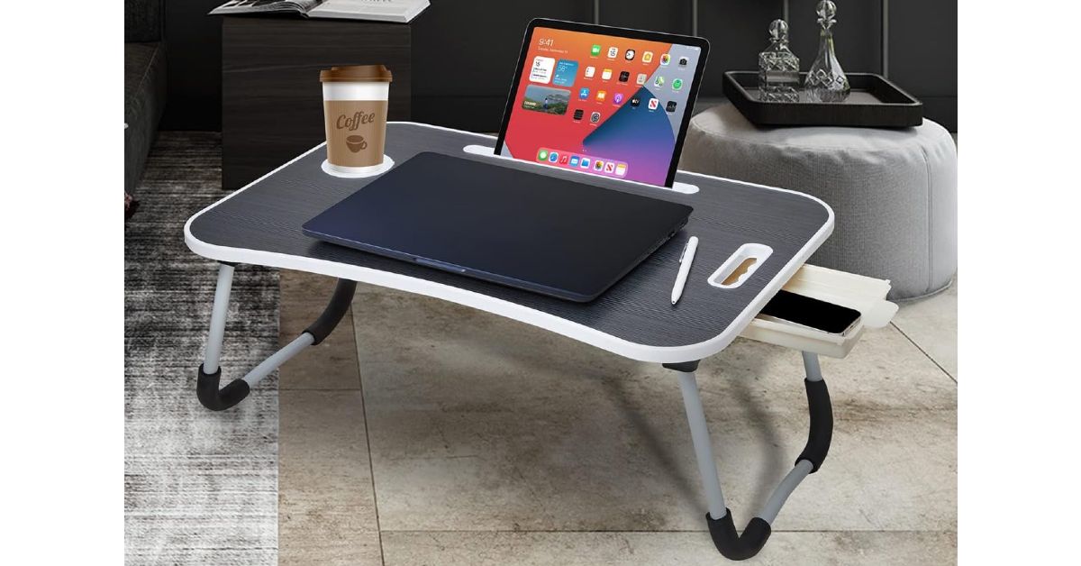 Amazon Basics Foldable Laptop Table with Cup Holder