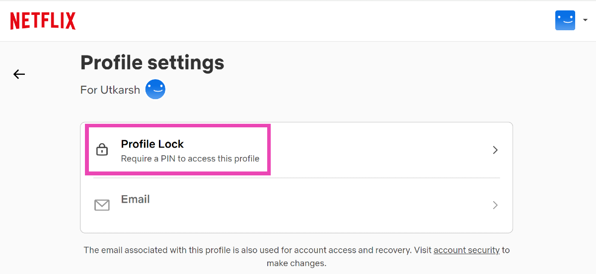 Step 5: Click on Profile Lock.