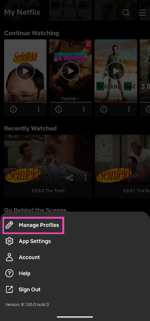 Step 4: Select Manage Profiles.