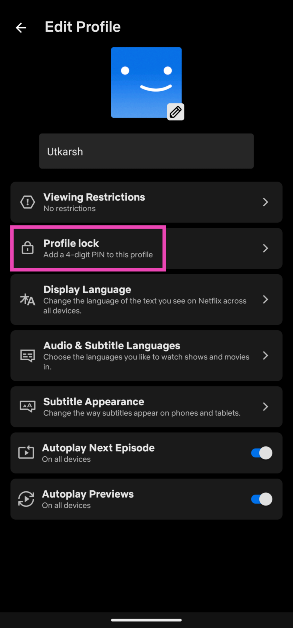 Step 6: Select Profile lock. How to lock your Netflix profile with a PIN (2024)