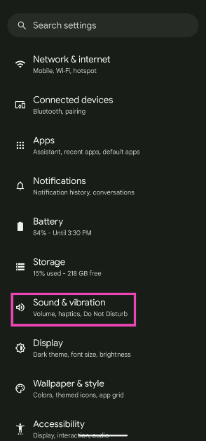 Step 2: Tap on Sound & vibration.