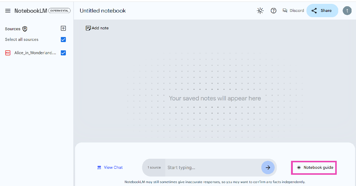 Step 4: Click on Notebook guide. How to turn your research notes into a podcast using Google’s NotebookLM?