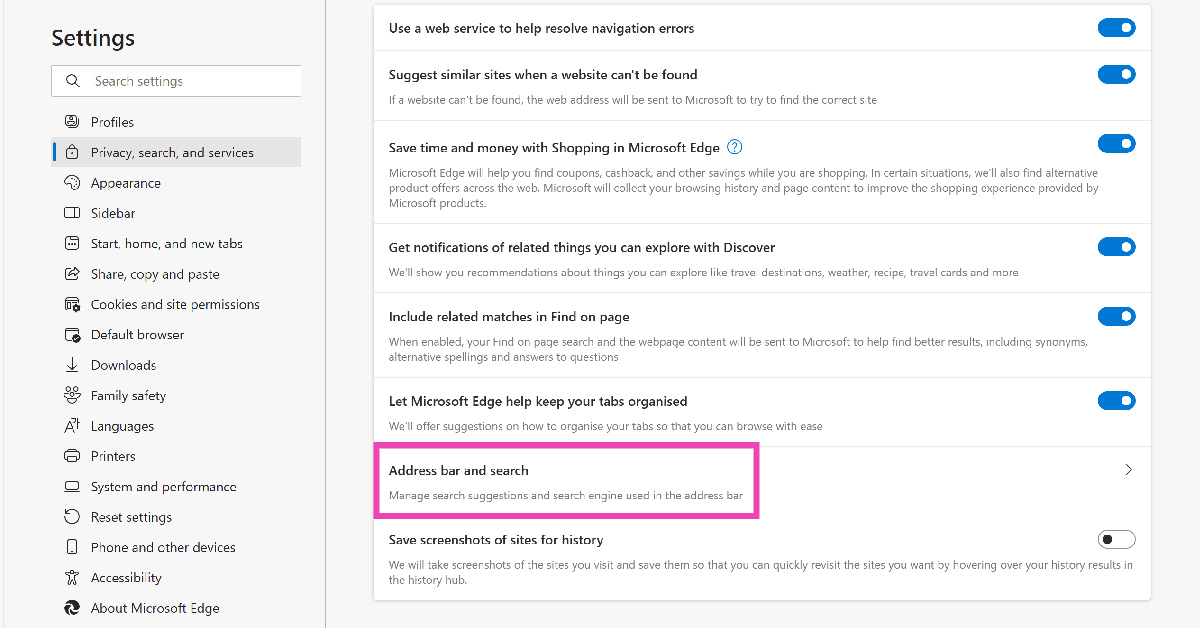 Step 3: Click on Address bar and search.
