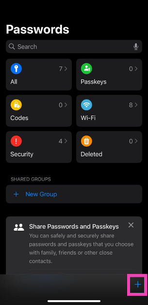 Step 2: Tap the plus icon in the bottom right corner of the screen.
