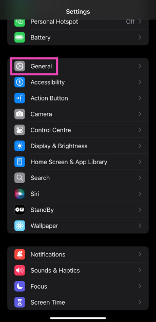 Step 2: Tap on General.