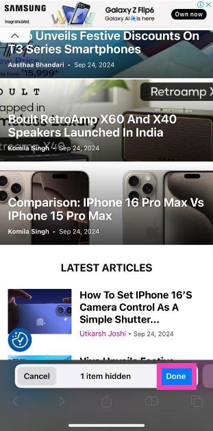 Step 8: Hit Done. How to hide ads in Safari on iOS 18?