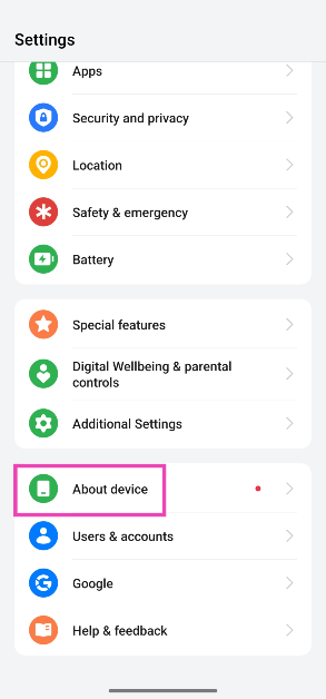 Step 2: Scroll all the way down and tap on About Phone.
