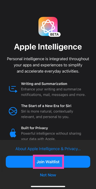 Step 5: Tap on Join Waitlist.