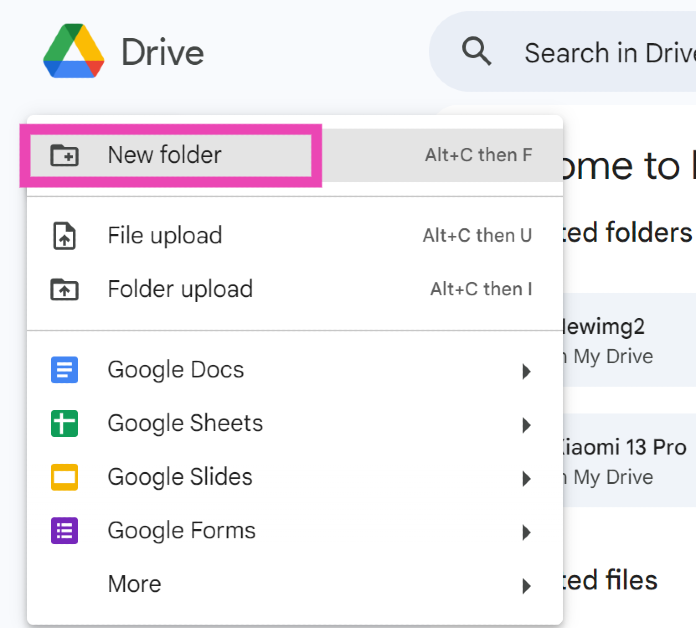 Step 2: Create a new folder.