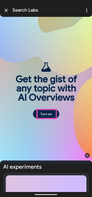 Step 3: Turn on AI overviews.