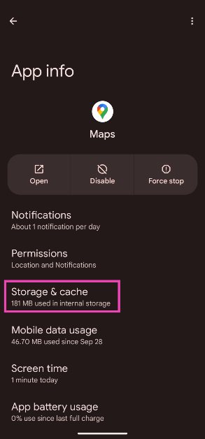 Step 3: Tap on Storage & cache.