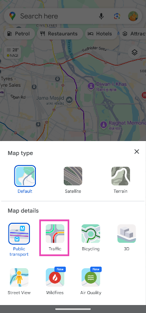 Step 3: Select the Traffic layer.