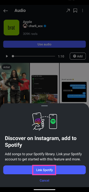 Step 4: If you’re doing this for the first time, you will be asked to link your Spotify account to your Instagram. Instagram now lets you add tending songs to Spotify: Here’s how