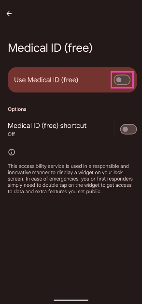 Step 7: Turn on the toggle switch next to Use Medical ID.