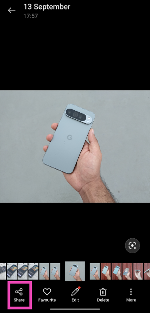 Step 3: Hit the Share icon in the bottom toolbar. Top 3 ways to copy and paste pictures on an Android phone (2024)