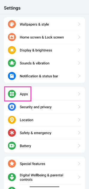 Step 1: Go to Settings and select Apps. Top 5 ways to fix the C14A error on Snapchat (2024)